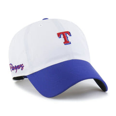Texas Rangers Vista Mini Clean Up brrr° Adjustable Hat - White/Royal | 47 brand