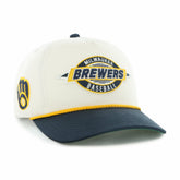 Milwaukee Brewers Youth Frame Out Hitch Adjustable Hat - Natural/Navy | 47 brand