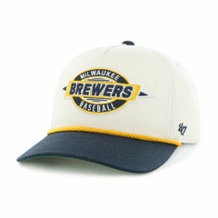 Milwaukee Brewers Youth Frame Out Hitch Adjustable Hat - Natural/Navy | 47 brand