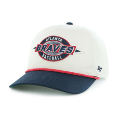 Atlanta Braves Youth Frame Out Hitch Adjustable Hat - Natural/Navy | 47 brand
