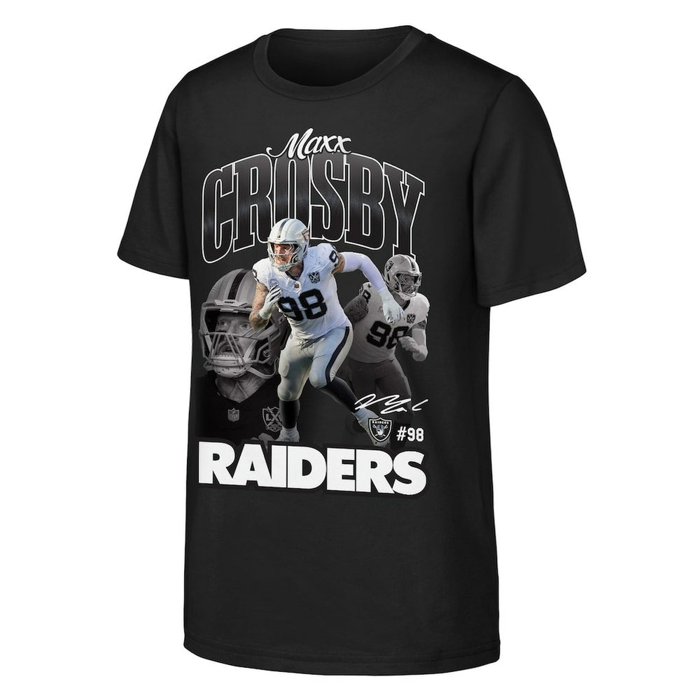 Maxx Crosby Las Vegas Raiders Outerstuff Youth Triple Pic T-Shirt - Black discount