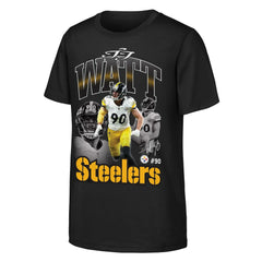 T.J. Watt Pittsburgh Steelers Outerstuff Youth Triple Pic T-Shirt - Black on sale