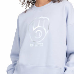 Milwaukee Brewers Starter Women's Pastels Boxy Fleece Sweatshirt - Light Blue