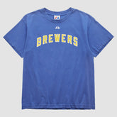 Milwaukee Brewers Majestic 2000s T-Shirt - Blue Vintage