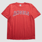 Los Angeles Angels Majestic 2000s T-Shirt - Red Vintage