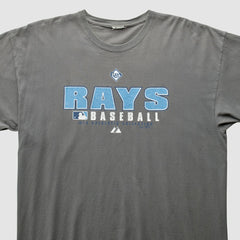 Tampa Bay Rays Majestic 2000s T-Shirt - Gray Vintage
