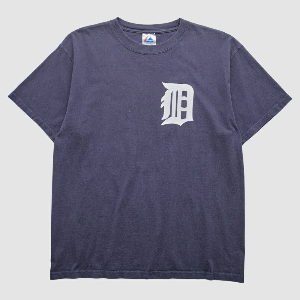Detroit Tigers Majestic 2000s T-Shirt - Navy Vintage