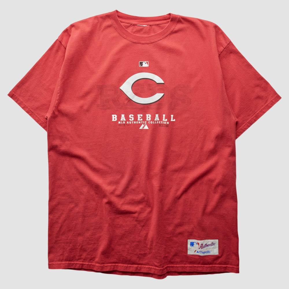 Cincinnati Reds Majestic 2000s T-Shirt - Red Vintage