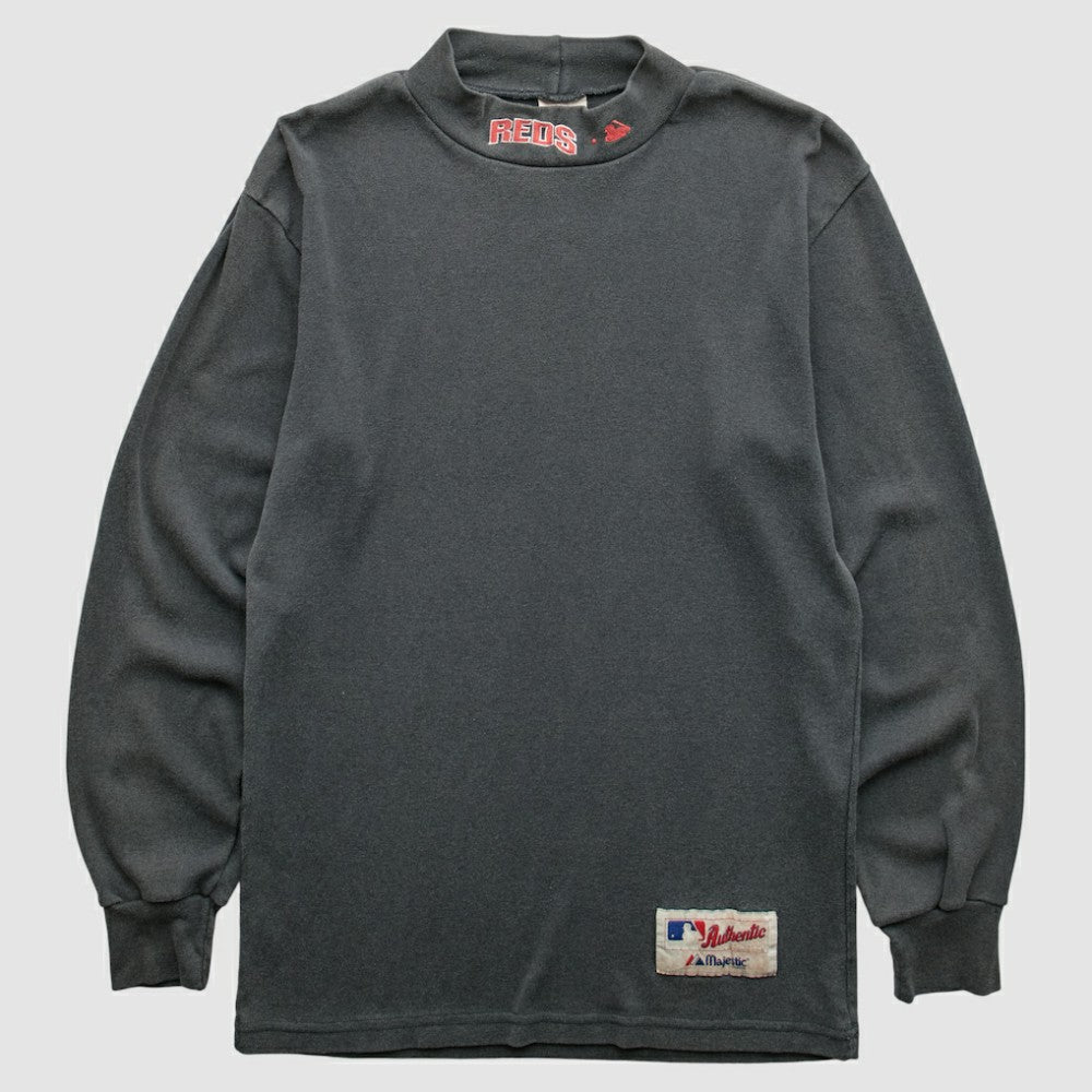 Cincinnati Reds Majestic 90s Pullover Sweatshirt - Gray Vintage