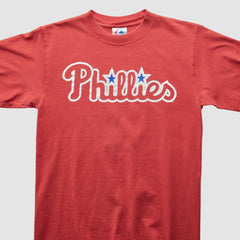 Philadelphia Phillies Majestic 2000s T-Shirt - Red Vintage