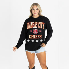 Kansas City Chiefs Gameday Couture Women's Oversized Everyday Star Long Sleeve T-Shirt - Black sale