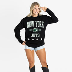 New York Jets Gameday Couture Women's Oversized Everyday Star Long Sleeve T-Shirt - Black online