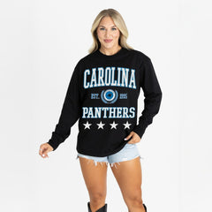 Carolina Panthers Gameday Couture Women's Oversized Everyday Star Long Sleeve T-Shirt - Black online
