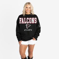 Atlanta Falcons Gameday Couture Women's Oversized Level Up Black Label Premium Fleece Sweatshirt - Black sale