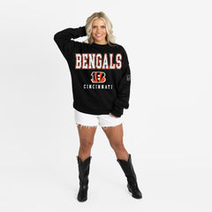 Cincinnati Bengals Gameday Couture Women's Oversized Level Up Black Label Premium Fleece Sweatshirt - Black cheap