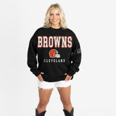 Cleveland Browns Gameday Couture Women's Oversized Level Up Black Label Premium Fleece Sweatshirt - Black discount