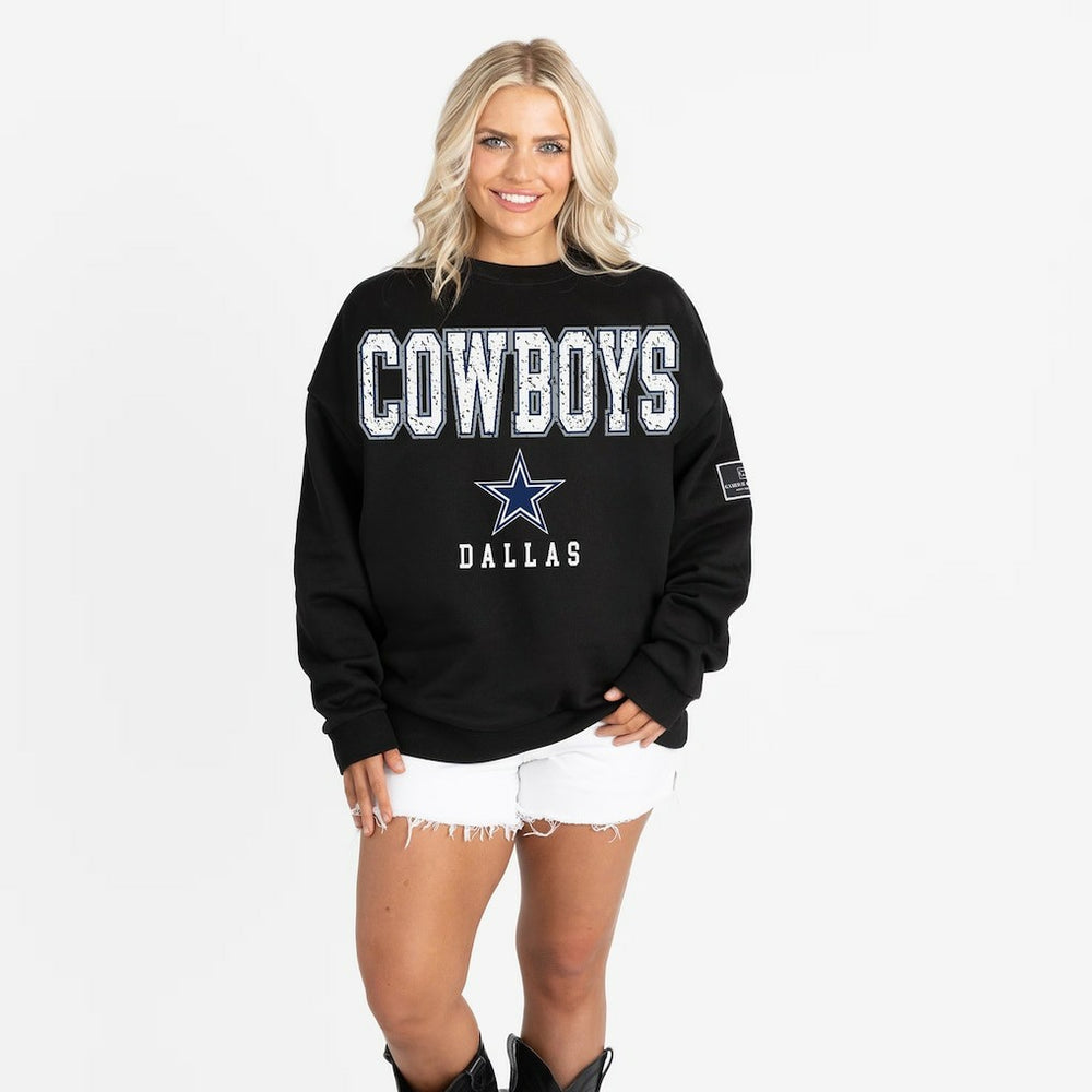 Dallas Cowboys Gameday Couture Women's Oversized Level Up Black Label Premium Fleece Sweatshirt - Black sale