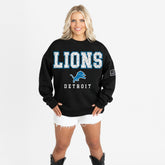 Detroit Lions Gameday Couture Women's Oversized Level Up Black Label Premium Fleece Sweatshirt - Black on sale