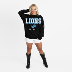 Detroit Lions Gameday Couture Women's Oversized Level Up Black Label Premium Fleece Sweatshirt - Black on sale