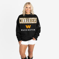 Washington Commanders Gameday Couture Women's Oversized Level Up Black Label Premium Fleece Sweatshirt - Black sale