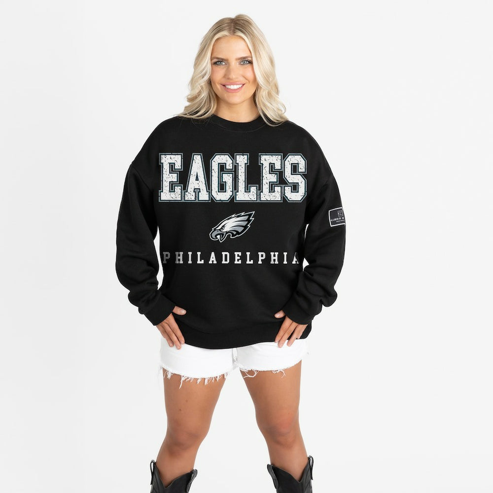 Philadelphia Eagles Gameday Couture Women's Oversized Level Up Black Label Premium Fleece Sweatshirt - Black discount