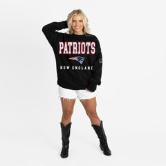 New England Patriots Gameday Couture Women's Oversized Level Up Black Label Premium Fleece Sweatshirt - Black online