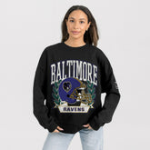 Baltimore Ravens Gameday Couture Women's Oversized Victory Lane Black Label Premium Fleece Sweatshirt - Black for sale