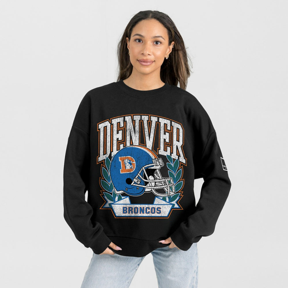 Denver Broncos Gameday Couture Women's Oversized Victory Lane Black Label Premium Fleece Sweatshirt - Black sale