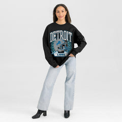 Detroit Lions Gameday Couture Women's Oversized Victory Lane Black Label Premium Fleece Sweatshirt - Black online