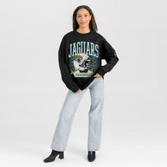 Jacksonville Jaguars Gameday Couture Women's Oversized Victory Lane Black Label Premium Fleece Sweatshirt - Black cheap