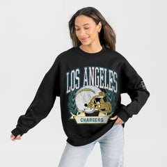 Los Angeles Chargers Gameday Couture Women's Oversized Victory Lane Black Label Premium Fleece Sweatshirt - Black online