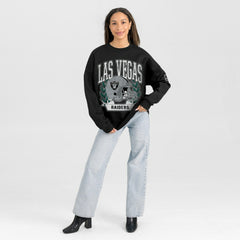 Las Vegas Raiders Gameday Couture Women's Oversized Victory Lane Black Label Premium Fleece Sweatshirt - Black cheap