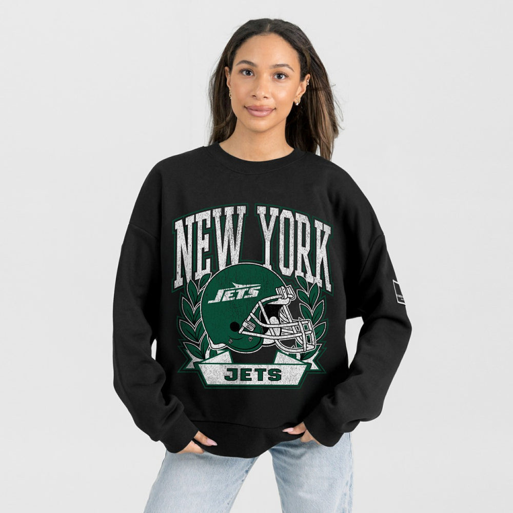 New York Jets Gameday Couture Women's Oversized Victory Lane Black Label Premium Fleece Sweatshirt - Black sale