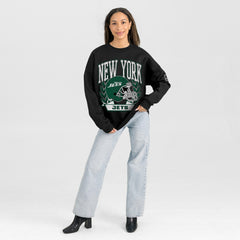 New York Jets Gameday Couture Women's Oversized Victory Lane Black Label Premium Fleece Sweatshirt - Black sale