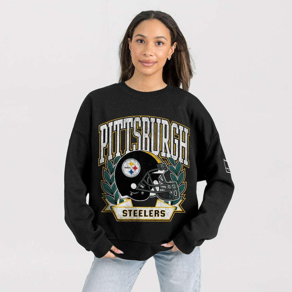 Pittsburgh Steelers Gameday Couture Women's Oversized Victory Lane Black Label Premium Fleece Sweatshirt - Black outlet