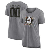 Anaheim Ducks Women's Heritage Custom Tri-Blend T-Shirt Gray