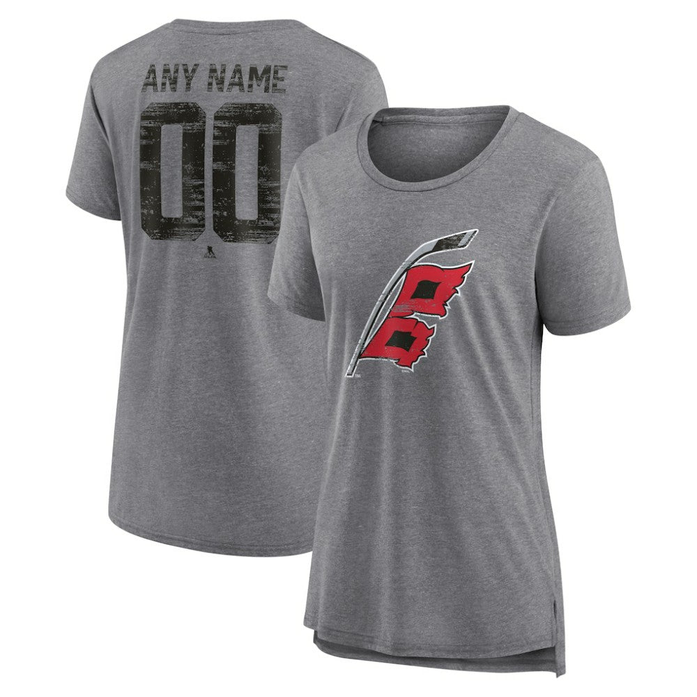 Carolina Hurricanes Women's Heritage Custom Tri-Blend T-Shirt Gray