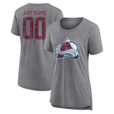 Colorado Avalanche Women's Heritage Custom Tri-Blend T-Shirt Gray
