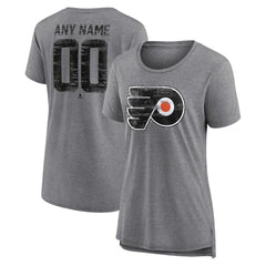 Philadelphia Flyers Women's Heritage Custom Tri-Blend T-Shirt Gray