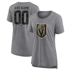 Vegas Golden Knights Women's Heritage Custom Tri-Blend T-Shirt Gray