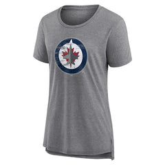 Winnipeg Jets Women's Heritage Custom Tri-Blend T-Shirt Gray