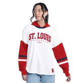 St. Louis Cardinals G-III 4Her by Carl Banks Women's Key Player Oversized Hooded Long Sleeve T-Shirt - White/Red