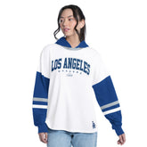 Los Angeles Dodgers G-III 4Her by Carl Banks Women's Key Player Oversized Hooded Long Sleeve T-Shirt - White/Royal