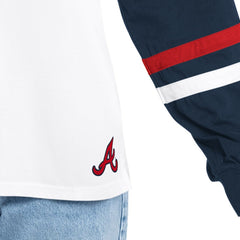 Atlanta Braves G-III 4Her by Carl Banks Women's Key Player Oversized Hooded Long Sleeve T-Shirt - White/Navy