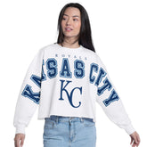 Kansas City Royals G-III 4Her by Carl Banks Women's Bleachers Cropped Pullover Sweatshirt - White