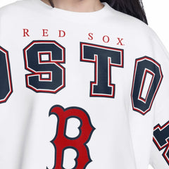 Boston Red Sox G-III 4Her by Carl Banks Women's Bleachers Cropped Pullover Sweatshirt - White