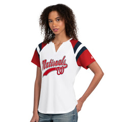 Washington Nationals Starter Women's Game On Notch Neck T-Shirt - White