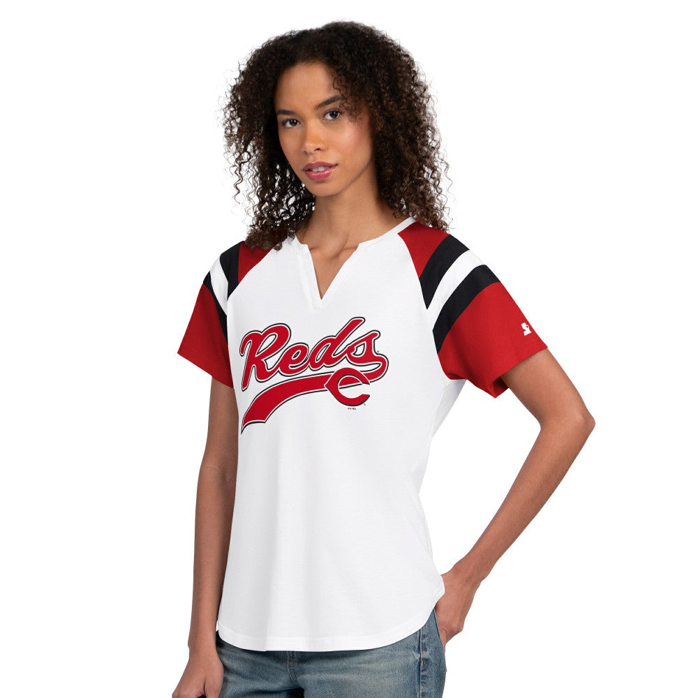 Cincinnati Reds Starter Women's Game On Notch Neck T-Shirt - White