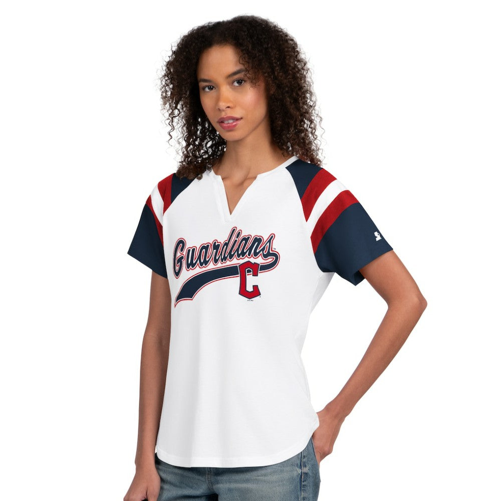 Cleveland Guardians Starter Women's Game On Notch Neck T-Shirt - White