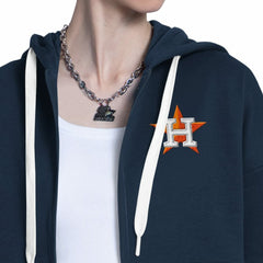 Houston Astros Starter Women's Wishbone Full-Zip Hoodie - Navy/Heather Gray